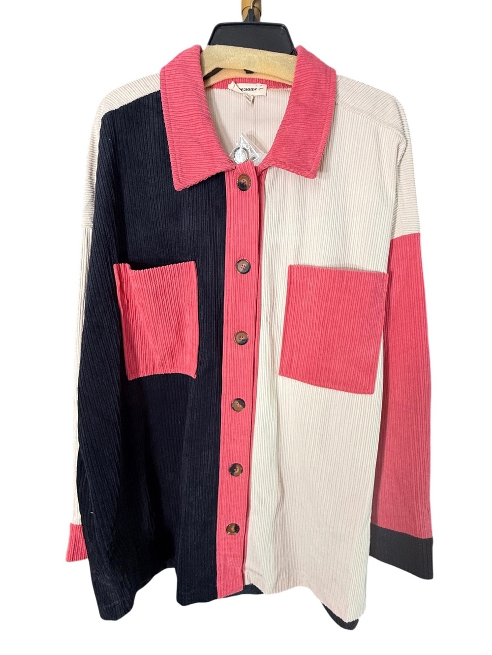 NWT Soft Corduroy Color-block Shacket 1X